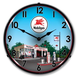Mobil Station LED Wall Clock Illuminated not Neon