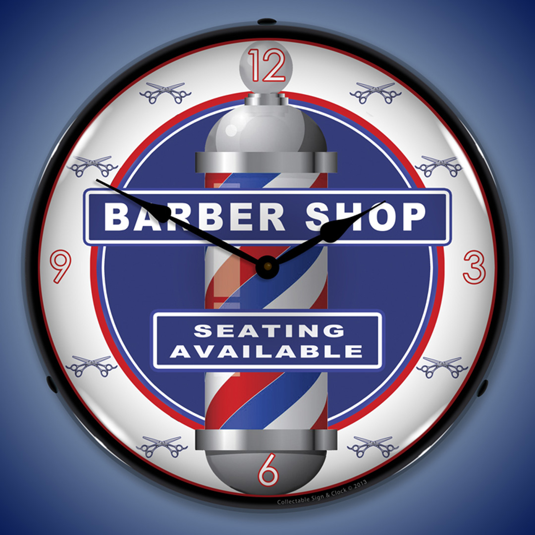 Barber Shop LED Wall Clock Illuminated not Neon 2 Barber Shop LED Wall Clock Illuminated not Neon - Image 2