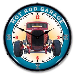 Hot Rod Garage LED Wall Clock Illuminated not Neon
