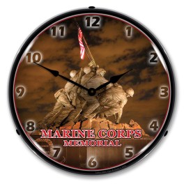 Marine Corps Memorial Iwo Jima LED Wall Clock Illuminated not Neon