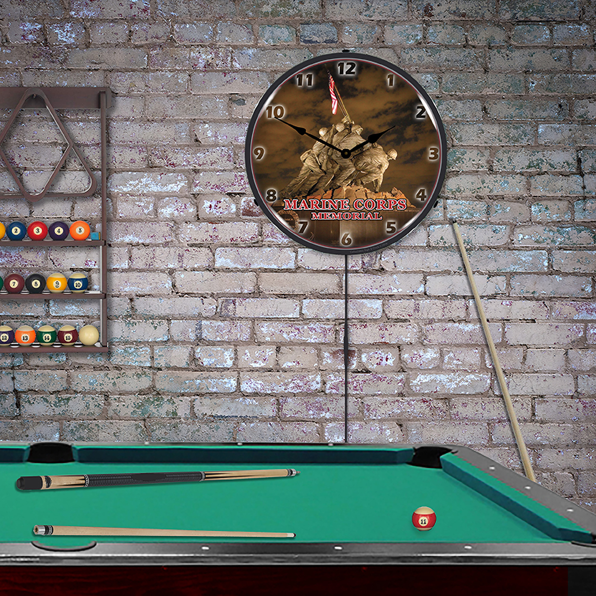 Marine Corps Memorial Iwo Jima LED Wall Clock Illuminated not Neon 4 Marine Corps Memorial Iwo Jima LED Wall Clock Illuminated not Neon - Image 4