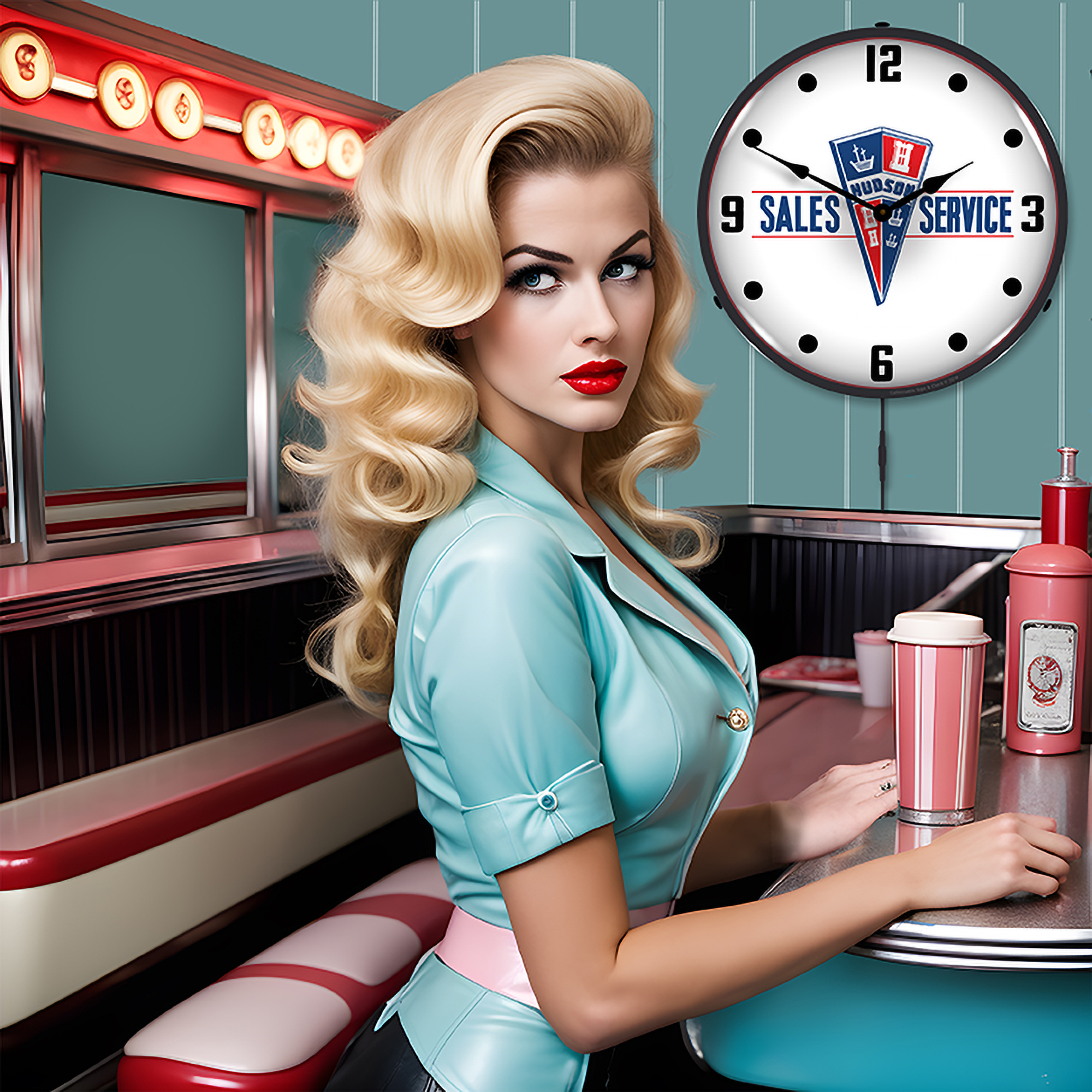 Hudson Sales and Service LED Wall Clock Illuminated not Neon 3 Hudson Sales and Service LED Wall Clock Illuminated not Neon - Image 3