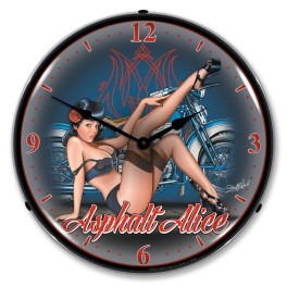 Asphalt Alice  LED Wall Clock Illuminated not Neon