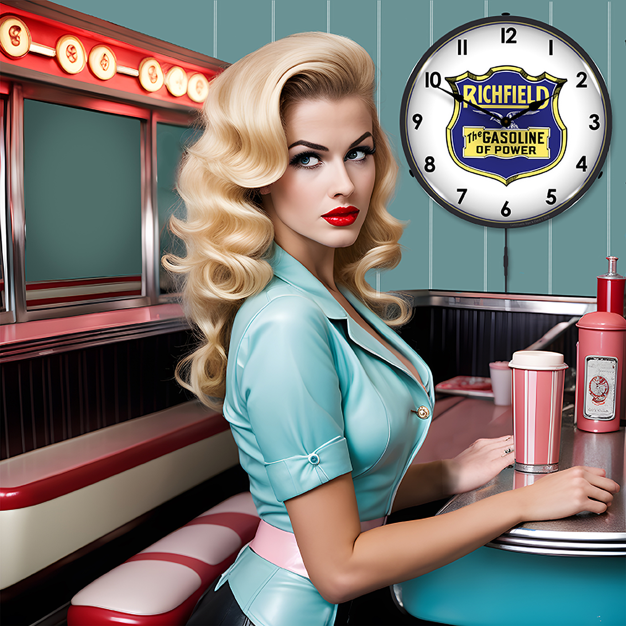 Richfield Gasoline LED Wall Clock Illuminated not Neon 4 Richfield Gasoline LED Wall Clock Illuminated not Neon - Image 4