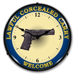 Lawful Concealed Carry LED Wall Clock Illuminated not Neon