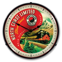 Northern Pacific LED Wall Clock Illuminated not Neon
