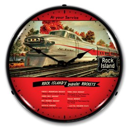 Rock Island Rockets LED Wall Clock Illuminated not Neon