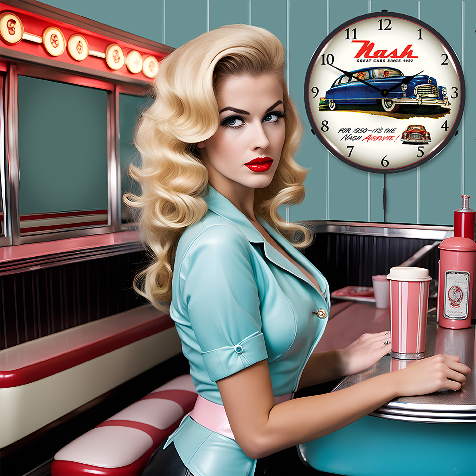 1950 Nash LED Wall Clock Illuminated not Neon 4 1950 Nash LED Wall Clock Illuminated not Neon - Image 4