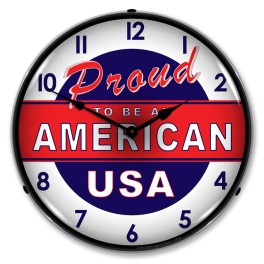 Proud to be American LED Wall Clock Illuminated not Neon