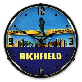 Richfield Station 1940s LED Wall Clock Illuminated not Neon