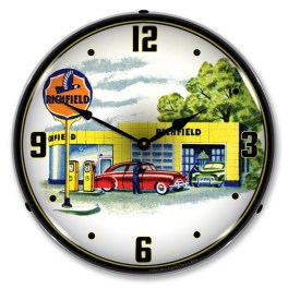 Richfield Station 1960s LED Wall Clock Illuminated not Neon