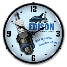 Edison Spark Plugs LED Wall Clock Illuminated not Neon