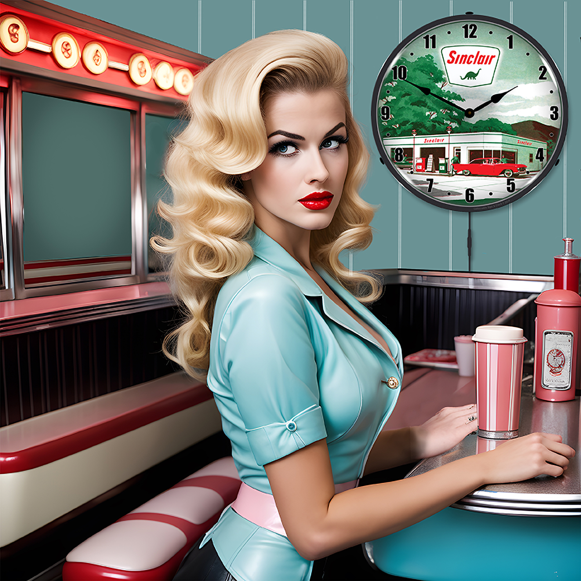 Sinclair Gas Station 2 LED Wall Clock Illuminated not Neon 4 Sinclair Gas Station 2 LED Wall Clock Illuminated not Neon - Image 4