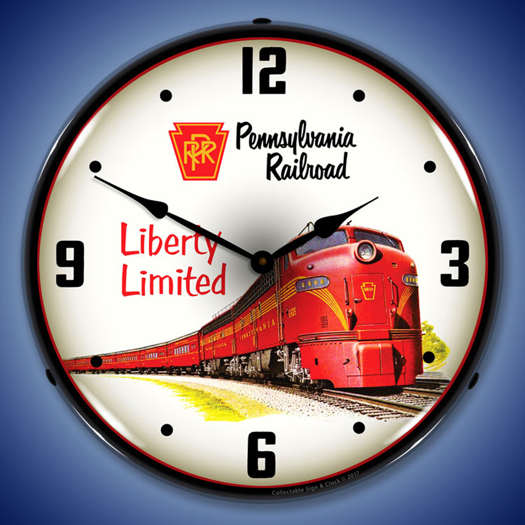 Pennsylvania Railroad Liberty Limited LED Wall Clock Illuminated not Neon 2 Pennsylvania Railroad Liberty Limited LED Wall Clock Illuminated not Neon - Image 2