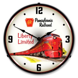 Pennsylvania Railroad Liberty Limited LED Wall Clock Illuminated not Neon