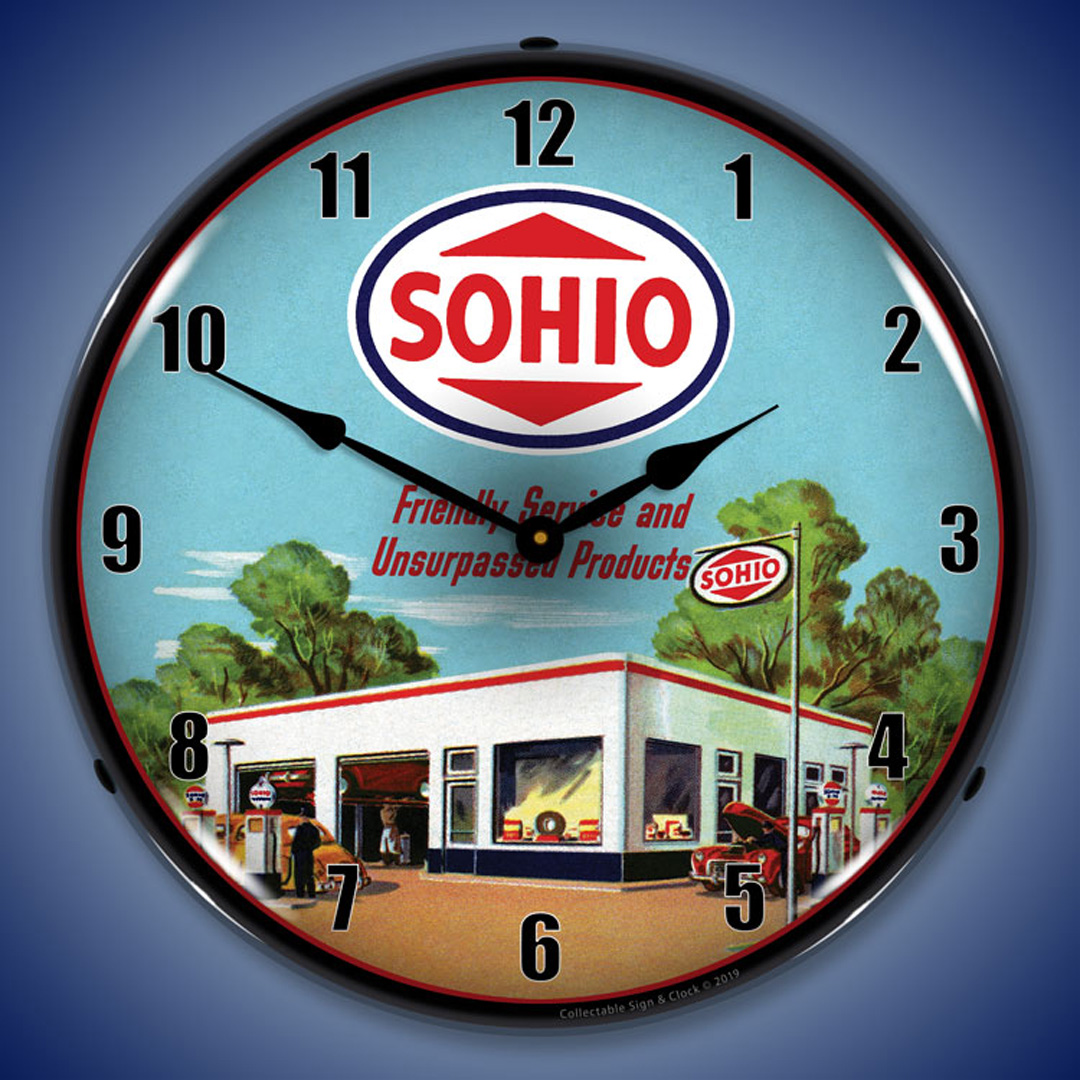 Sohio Gas Station LED Wall Clock Illuminated not Neon 2 Sohio Gas Station LED Wall Clock Illuminated not Neon - Image 2