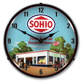 Sohio Gas Station LED Wall Clock Illuminated not Neon
