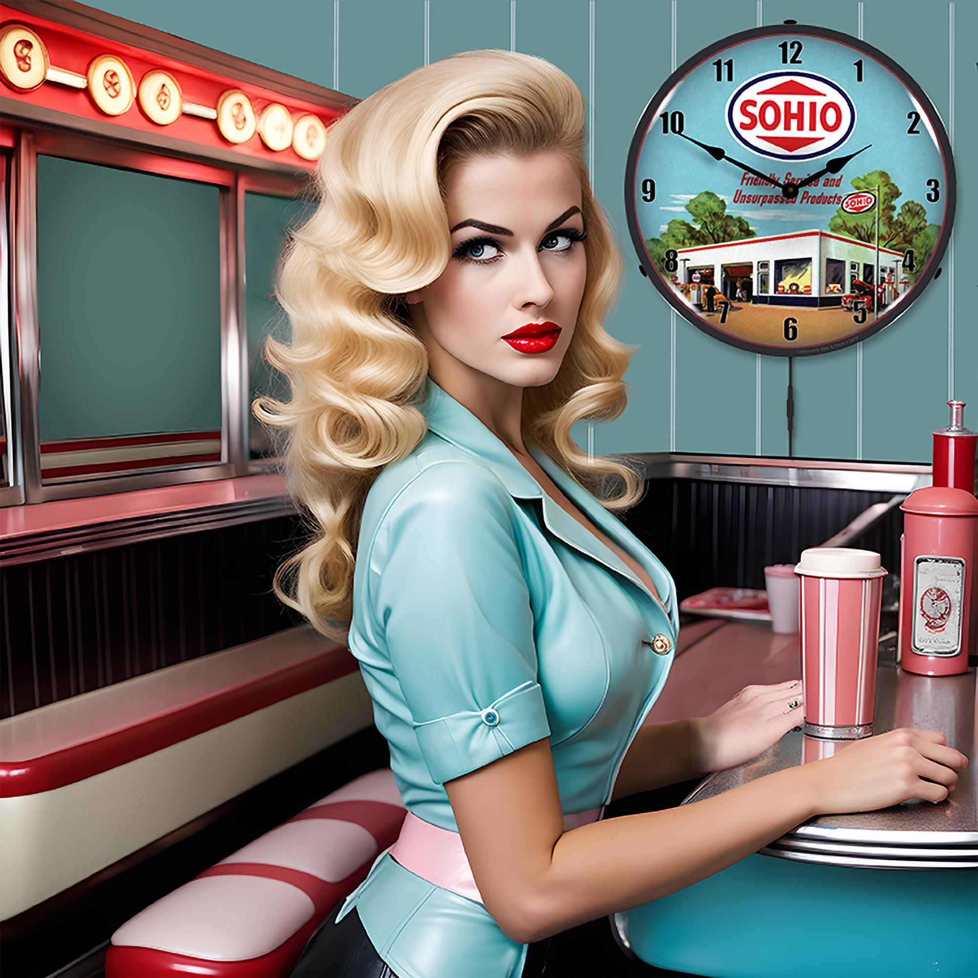 Sohio Gas Station LED Wall Clock Illuminated not Neon 4 Sohio Gas Station LED Wall Clock Illuminated not Neon - Image 4