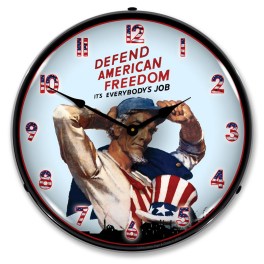 American Freedom LED Wall Clock Illuminated not Neon