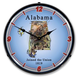 State of Alabama LED Wall Clock Illuminated not Neon