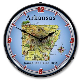 State of Arkansas LED Wall Clock Illuminated not Neon