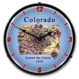 State of Colorado LED Wall Clock Illuminated not Neon