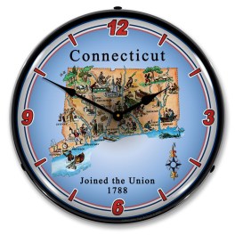 State of Connecticut LED Wall Clock Illuminated not Neon