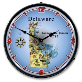 State of Delaware LED Wall Clock Illuminated not Neon