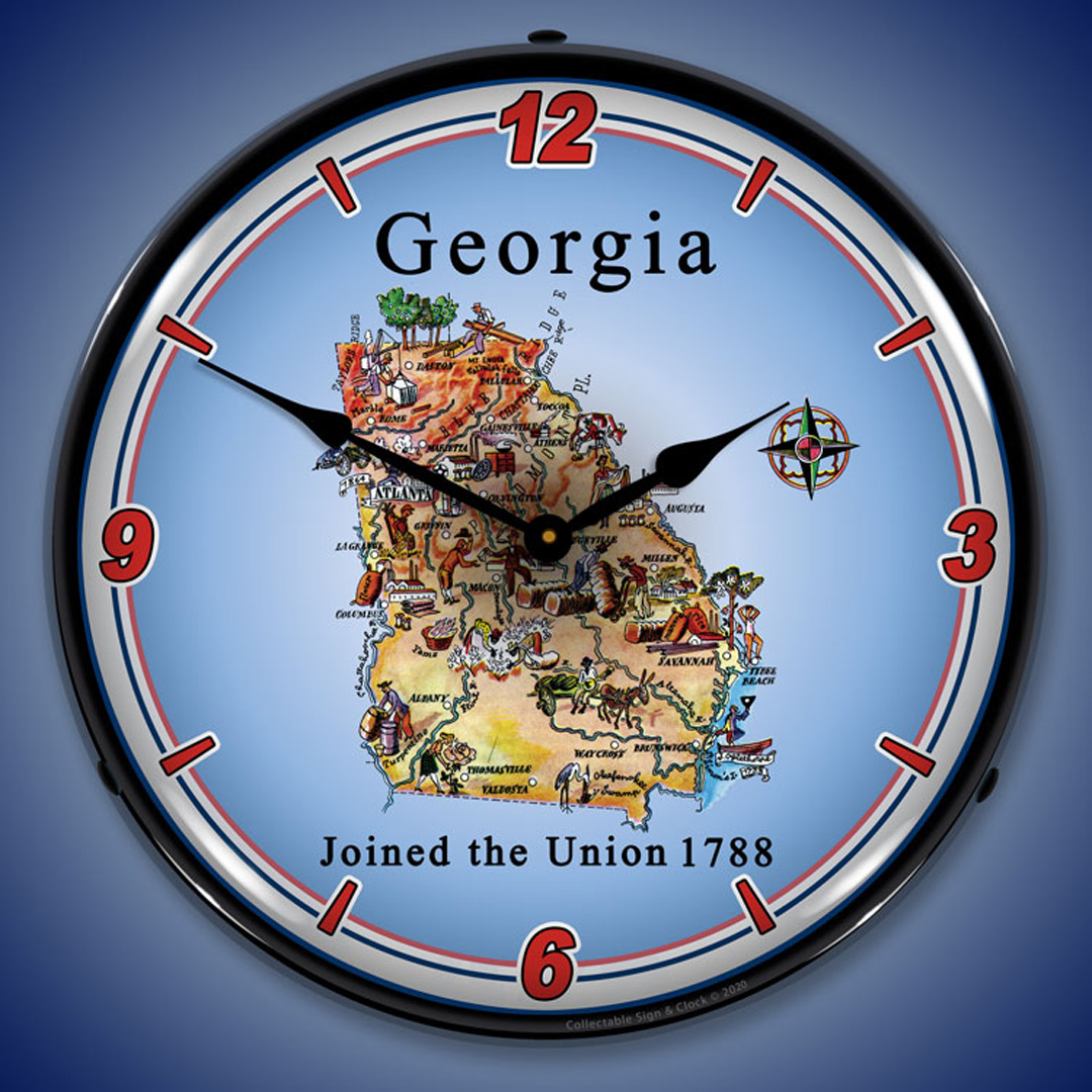 State of Georgia LED Wall Clock Illuminated not Neon 2 State of Georgia LED Wall Clock Illuminated not Neon - Image 2