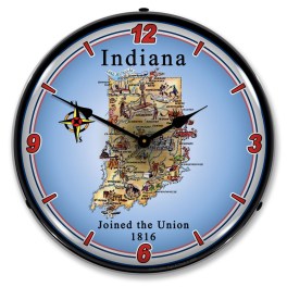 State of Indiana LED Wall Clock Illuminated not Neon