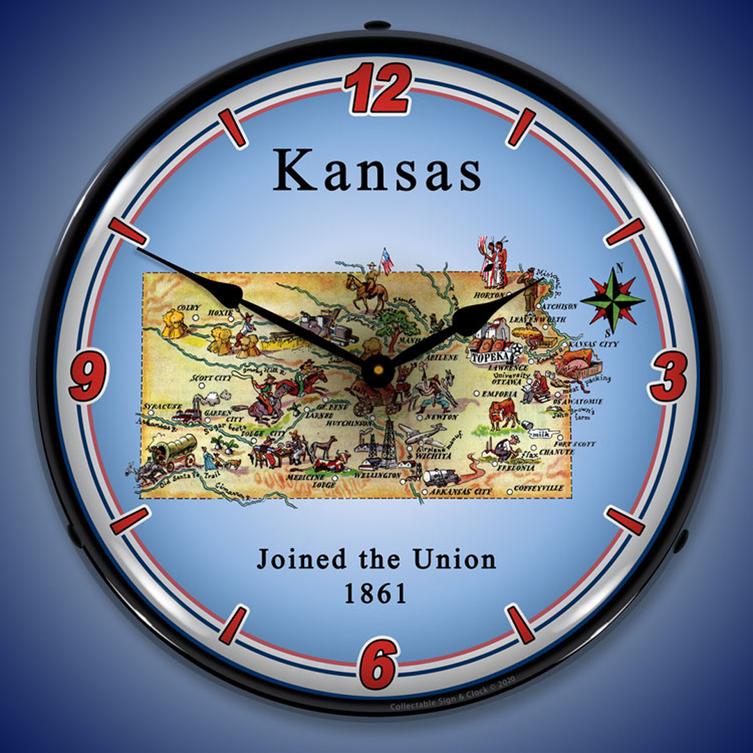 State of Kansas LED Wall Clock Illuminated not Neon 2 State of Kansas LED Wall Clock Illuminated not Neon - Image 2