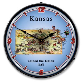 State of Kansas LED Wall Clock Illuminated not Neon