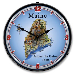 State of Maine LED Wall Clock Illuminated not Neon