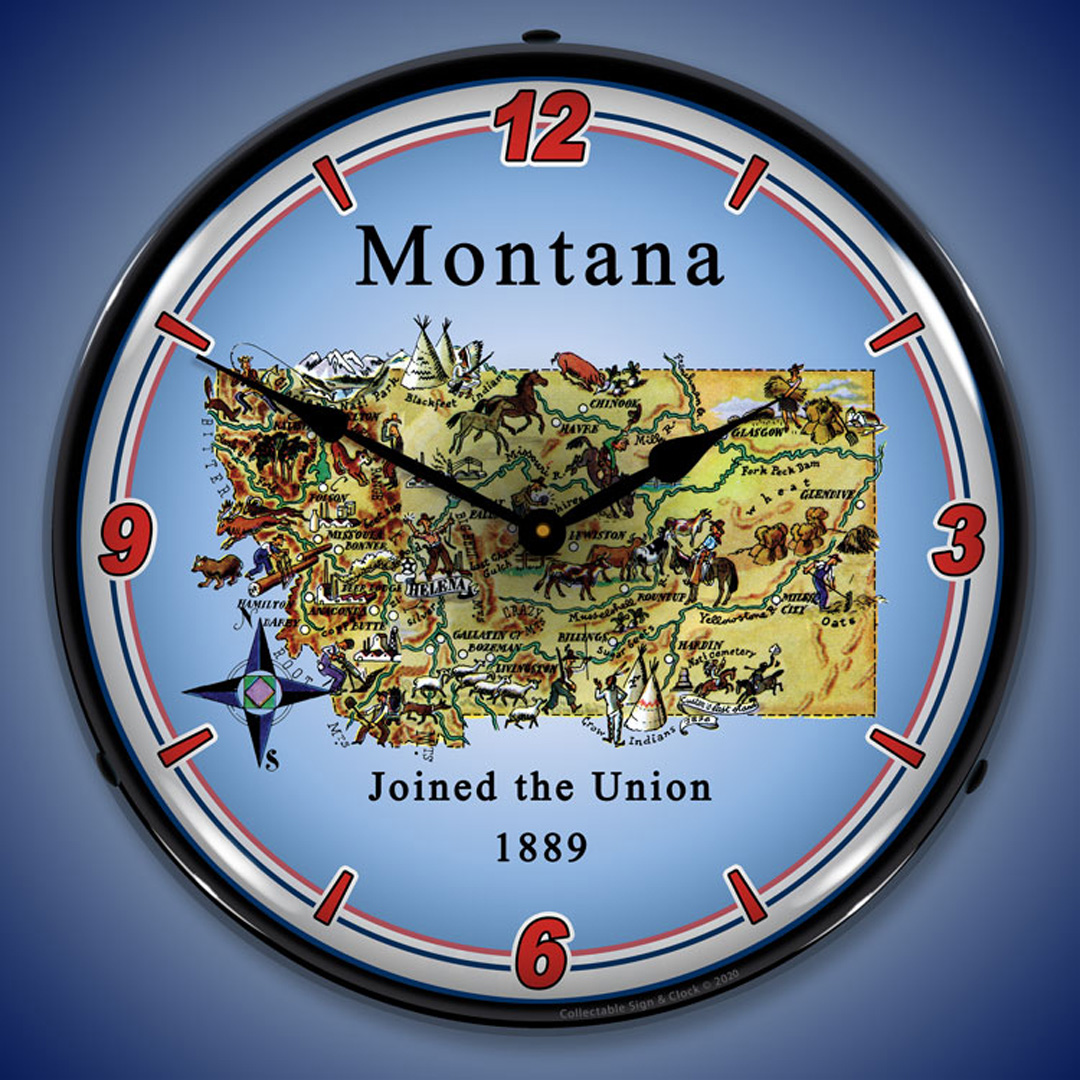 State of Montana LED Wall Clock Illuminated not Neon 2 State of Montana LED Wall Clock Illuminated not Neon - Image 2