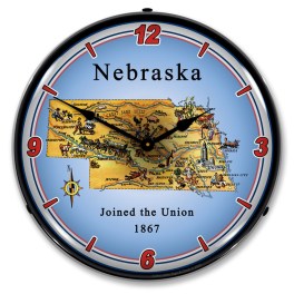 State of Nebraska LED Wall Clock Illuminated not Neon