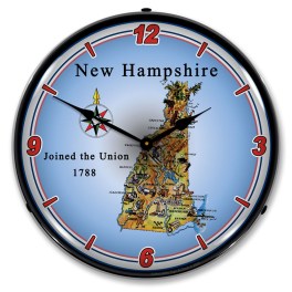 State of New Hampshire LED Wall Clock Illuminated not Neon
