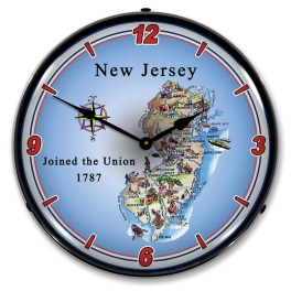 State of New Jersey LED Wall Clock Illuminated not Neon