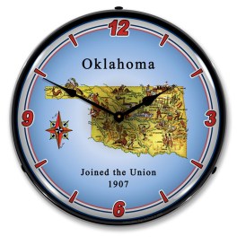 State of Oklahoma LED Wall Clock Illuminated not Neon