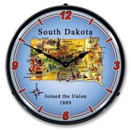 State of South Dakota LED Wall Clock Illuminated not Neon