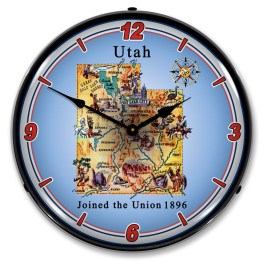 State of Utah LED Wall Clock Illuminated not Neon
