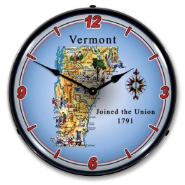 State of Vermont LED Wall Clock Illuminated not Neon