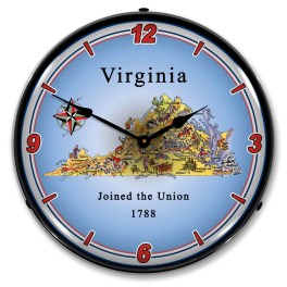 State of Virginia LED Wall Clock Illuminated not Neon