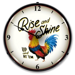 Rise and Shine LED Wall Clock Illuminated not Neon