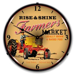 Farmers Market LED Wall Clock Illuminated not Neon