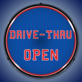 Drive-Thru Open LED Wall Clock Illuminated not Neon