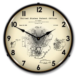 Harley Davidson Knucklehead 1938 Patent  LED Wall Clock Illuminated not Neon