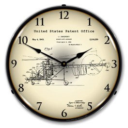 Sikorsky Helicopter 1940 Patent  LED Wall Clock Illuminated not Neon