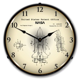 NASA Space Shuttle 1975 Patent  LED Wall Clock Illuminated not Neon