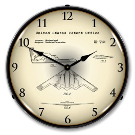 Northrop B-2 Spirit Stealth Bomber 1991 Patent LED Wall Clock Illuminated not Neon