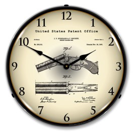 Breech Loading Shotgun 1883 Patent  LED Wall Clock Illuminated not Neon
